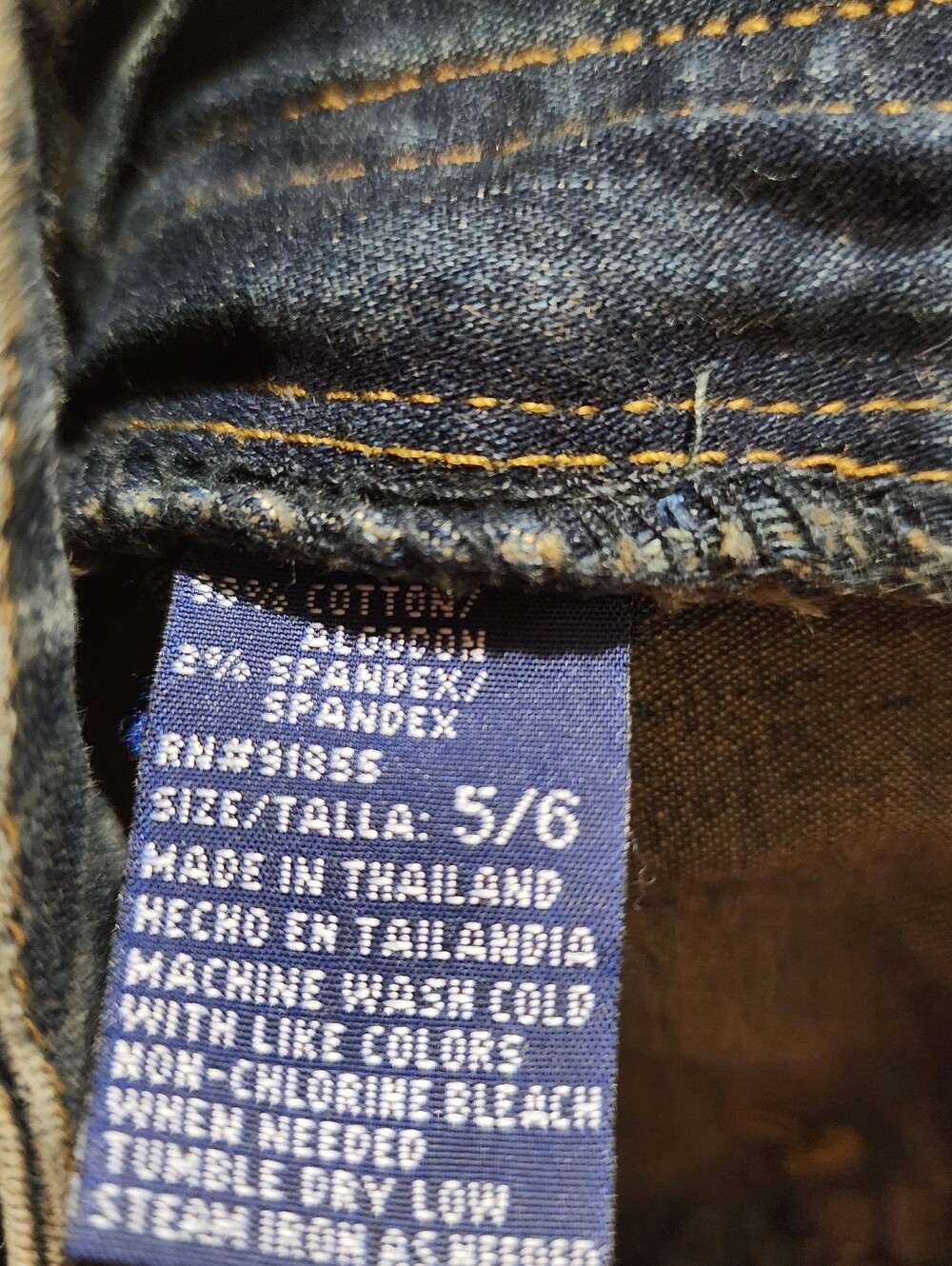 Women's Boot Cut/Flare Split Leg Jeans Blue Denim w/Gold Stitching, Size 5/6 - Picture 9 of 9